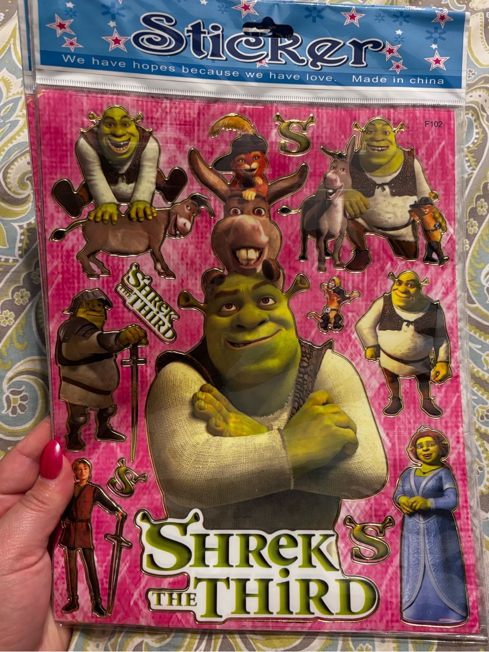Shrek The Third Sticker Sheets- Green & Pink Characters